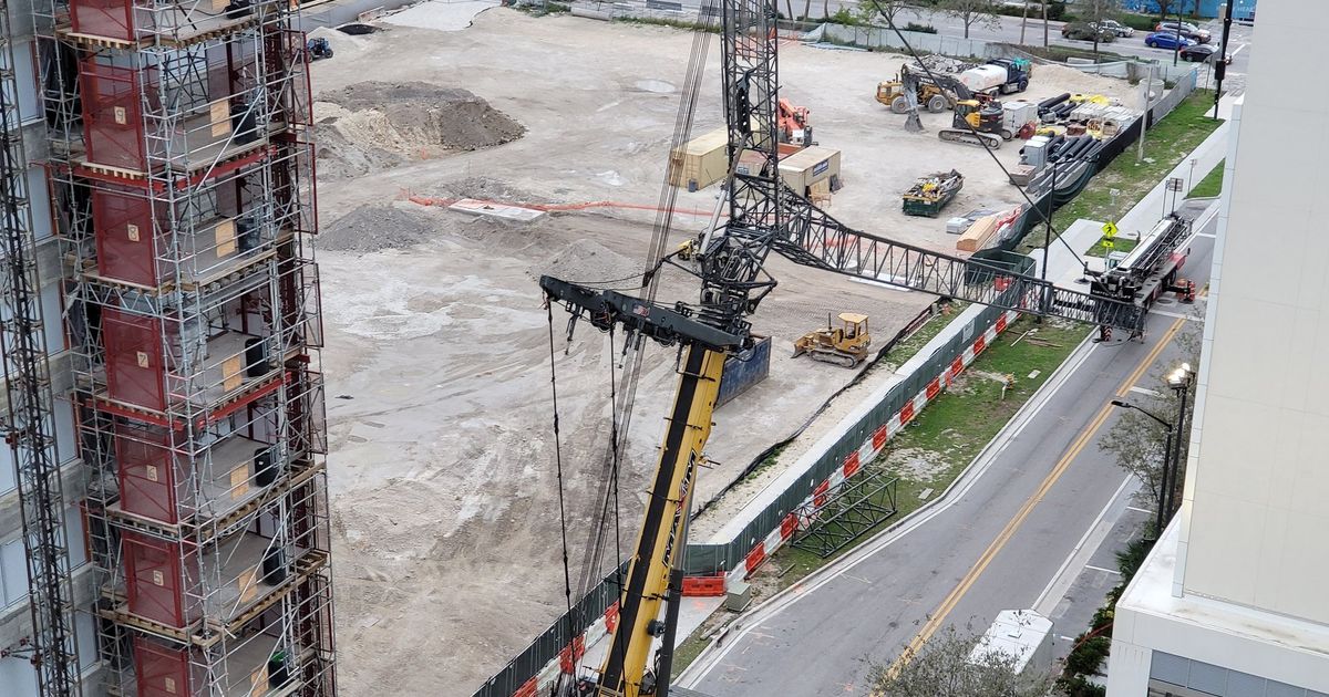 Heavy Equipment Arrives At Miami Worldcenter Retail Construction Site